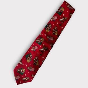 Vintage Fling Vintage Red Holiday USA Made Neck Tie 100% Cotton Santa Claus